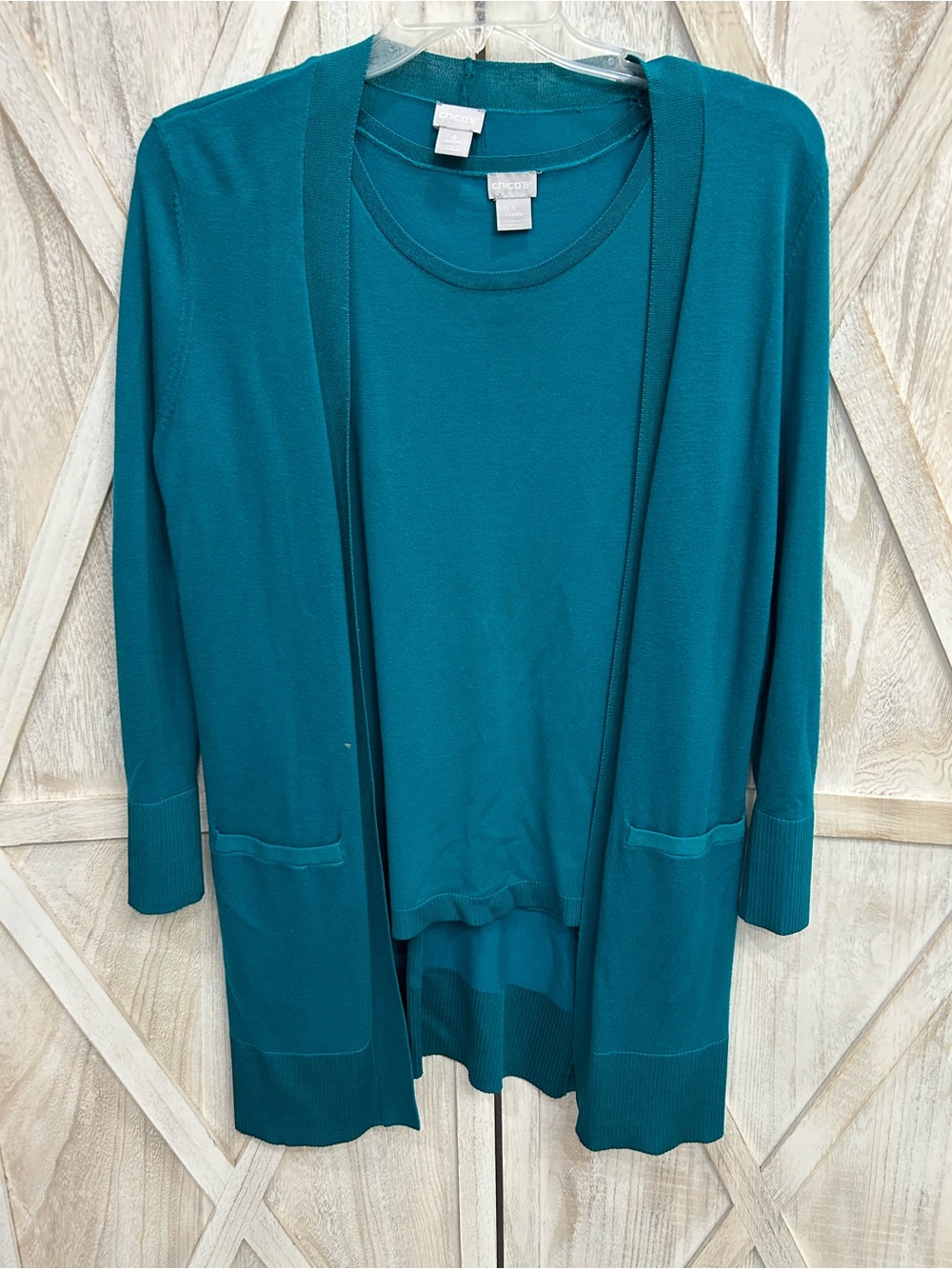 Chico's Teal Knit Cardigan & Shell Duo